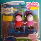 Peppa Pig 2 Toy Figures Cycling with Friends Suzy Sheep NIP