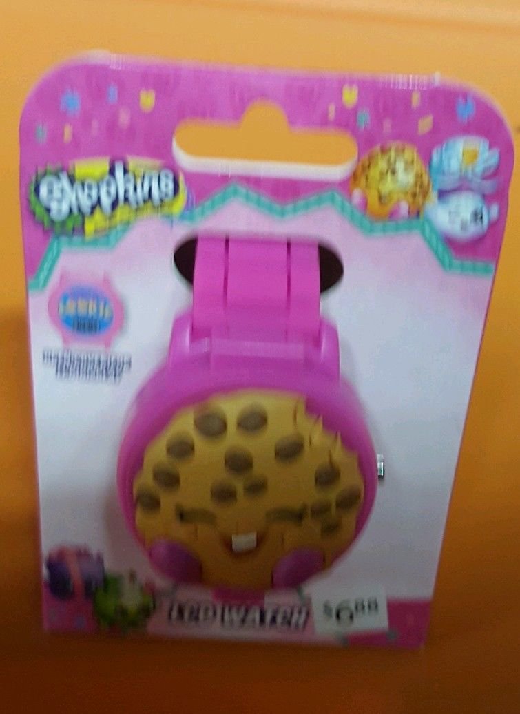 NEW! Shopkins Kooky Cookie LCD Watch Wristwatch Pink Band LCD Display PINK Case