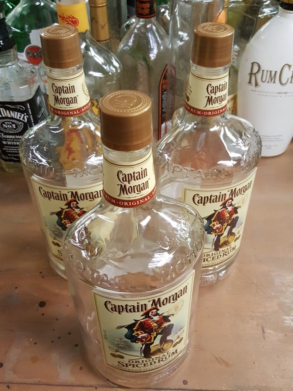 Captain Morgan Spiced Rum Handle Bottle Empty 1.75L  lot of 3