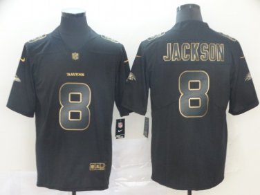 Men S Football Ravens 8 Lamar Jackson Black Gold Limited Jersey