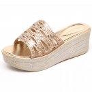 Ladies Fashionable wedge heels with fine glitter