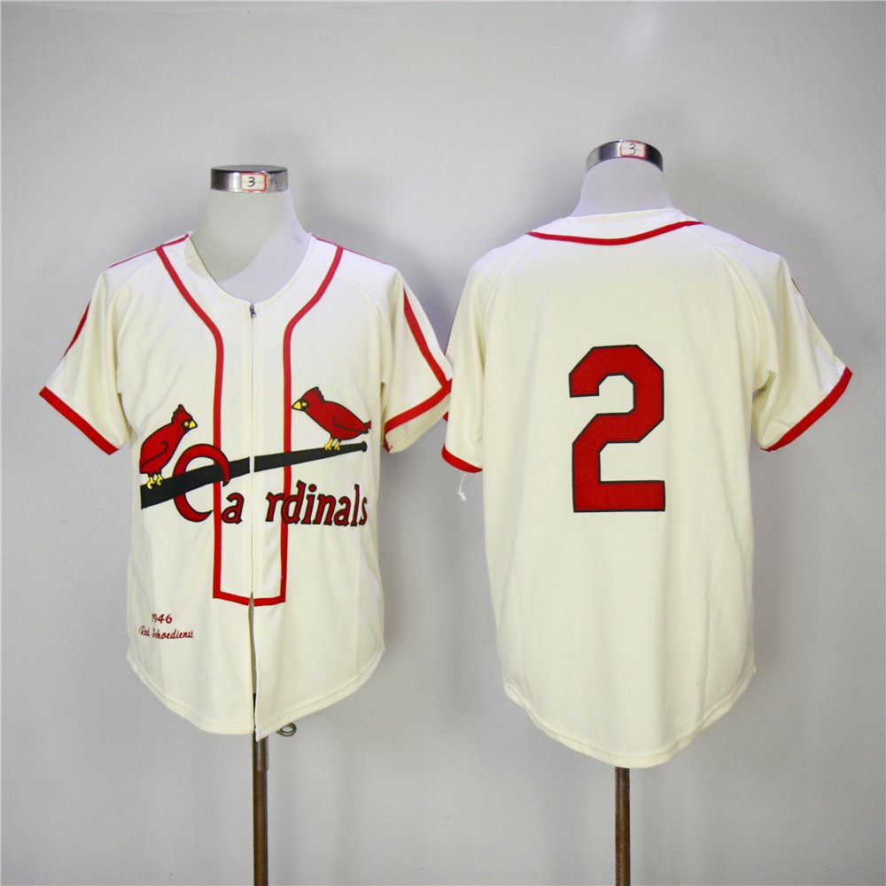 Men's St. Louis Cardinals Red Schoendienst Cream Throwback Jersey