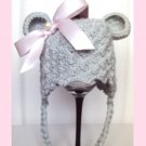 Bear Baby Girl Hat in gray