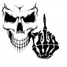 CUSTOM VINYL DECAL NAUGHTY SKULL WITH MIDDLE FINGER