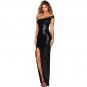 Sexy Party Dresses Navy One Shoulder High Split Sequined Gown Dress Evening dress