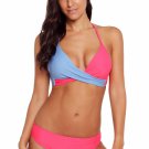 rose blue colorblock 2pcs bikini set summer swimwear 2019 new hot bikini