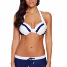 Concise White Navy Halter Bikini and Short swim suit new holiday wear