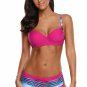 Hotapei 2019 New Bikinis Set Push Up Swimwear Fuzzy Striped Rosy Red biquini Swimsuit Women