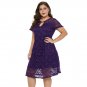 XL-5XL plus size black purple lace elegant mini summer dress for women elegant office dress
