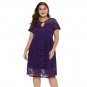 XL-5XL plus size black purple lace elegant mini summer dress for women elegant office dress