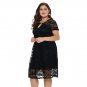 XL-5XL plus size black purple lace elegant mini summer dress for women elegant office dress