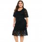 XL-4XL Plus Size Black Lace Knee Length Hollow Out Elegant High Quality Dress