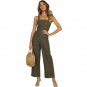 Button Down Jumpsuit Fashion Casual Sleeveless Hommock Wide Leg Overalls Playsuits Zip