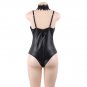 Body Leather Woman Sexy Bodysuit Underwear Choker Neck Sexy Teddy Hollow Out Plus Size