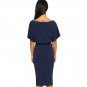 2019 new women Blue Belted Wrap Front Midi Dress elegant high quality female summer dress