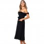 Ruffle Strapless Knee Length Sexy Women Dress with Bow Black Pink Down Sundress Fashion Hot Summer