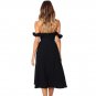 Ruffle Strapless Knee Length Sexy Women Dress with Bow Black Pink Down Sundress Fashion Hot Summer