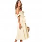 Ruffle Strapless Knee Length Sexy Women Dress with Bow Black Pink Down Sundress Fashion Hot Summer