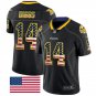 Men's Vikings #14 Stefon Diggs Black USA Flag Limited Stitched Jersey