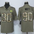 Men's Pittsburgh Steelers 90 T.J. Watt Olive Camo Stitched Jersey