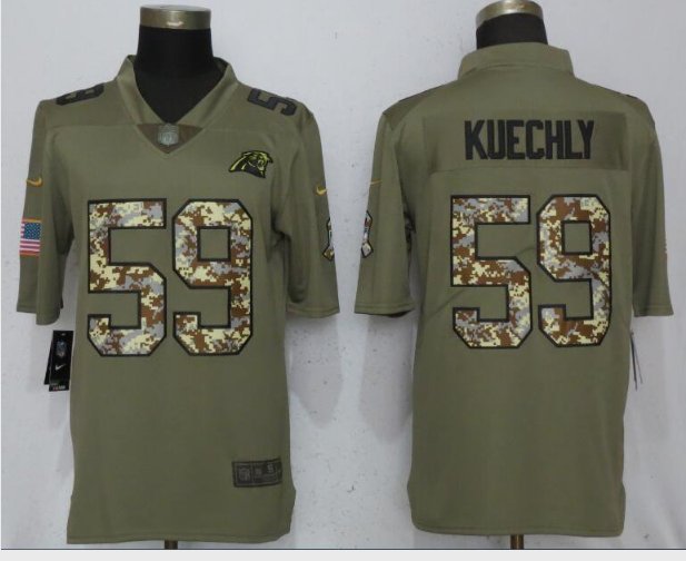 Men's Carolina Panthers #59 Luke Kuechly salute to service Stitched Jersey