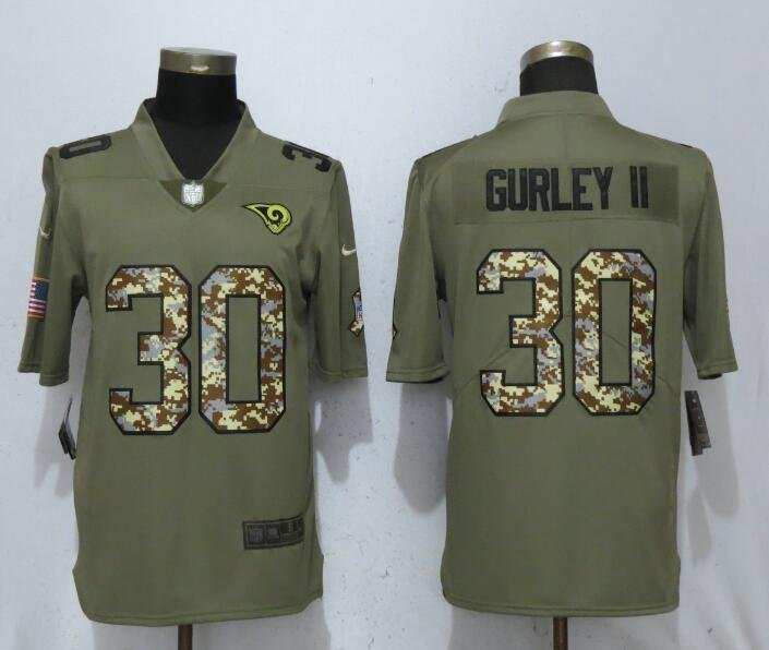 Men's Rams #30 Todd Gurley II Olive Camo Limited Stitched Jersey