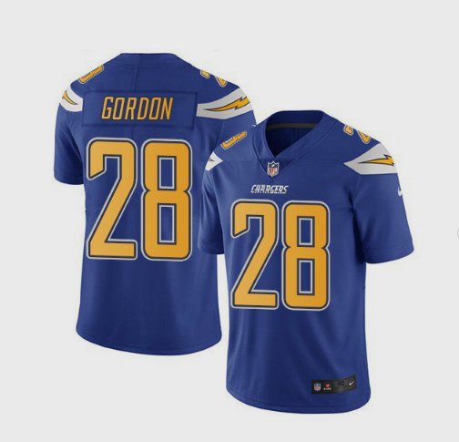 Men's Chargers #28 Melvin Gordon Limited Blue Gold Stitched Jersey