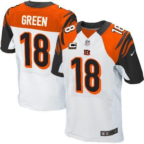 Men's Cincinnati Bengals #18 A.J. Green Elite White Stitched Jersey