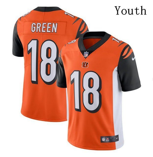 Youth Cincinnati Bengals #18 A.J. Green orange Stitched Jersey