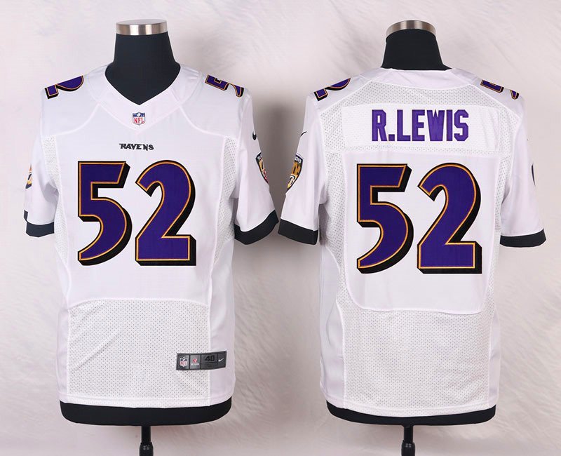 Men's Baltimore Ravens 52# Ray Lewis Elite White Stitched Jersey