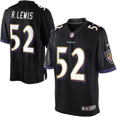Men's Baltimore Ravens 52# Ray Lewis Game Black Stitched Jersey