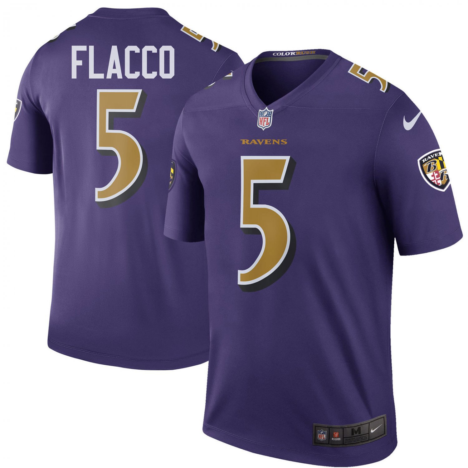 Men's Baltimore Ravens 5# Joe Flacco Game Player Purple Stitched Jersey