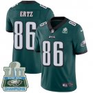 Men's Eagles #86 Zach Ertz Limited Green Super Bowl LII 2018 Stitched Jersey