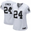 Women's Oakland Raiders #24 Marshawn Lynch Game White Stitched Jersey