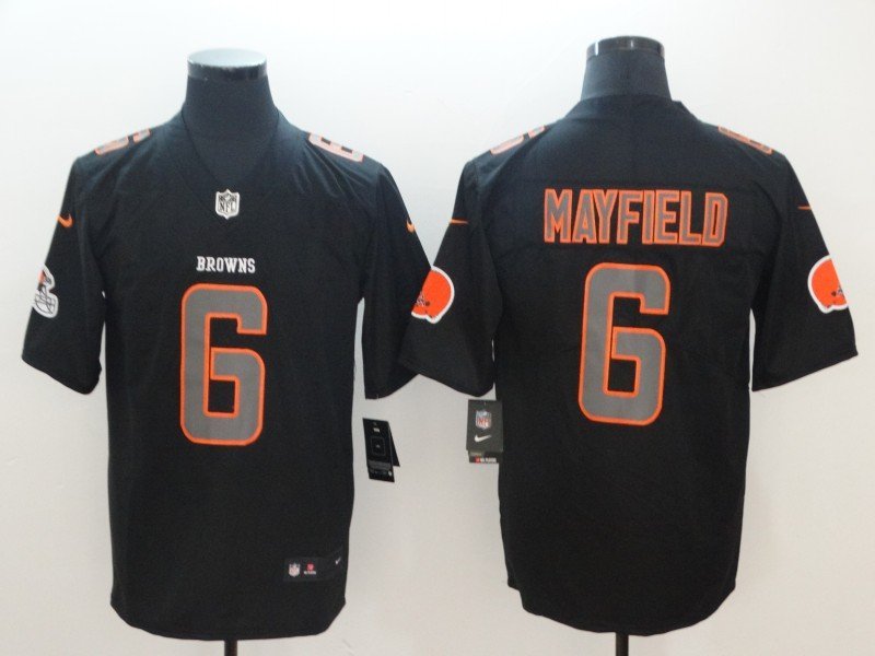 Men's Browns #6 Baker Mayfield Limited Black Impact Stitched Jersey