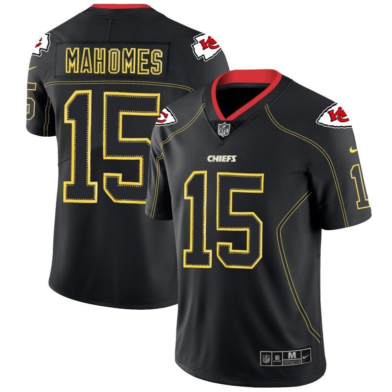 Men's Chiefs #15 Patrick Mahomes II Black Lights Out 2018 Stitched Jersey