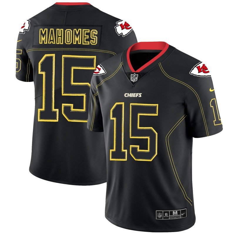 Men's Kansas City Chiefs #15 Patrick Mahomes II Lights Out Black Stitched Jersey