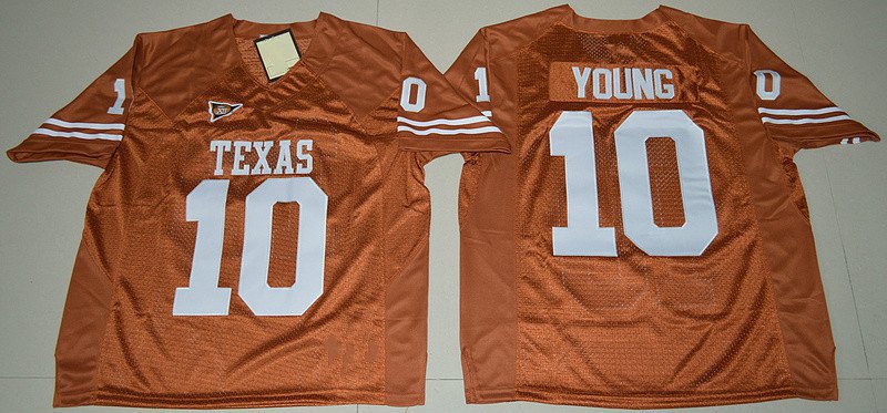 Men's Texas Longhorns Vince Young #10 Orange College Footballs Stitched Jersey