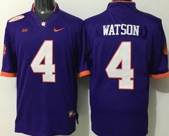 Men Clemson Tigers 4 Deshaun Watson Purple College Football Stitched Jersey
