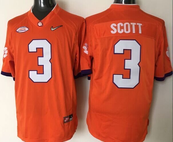 Youth Clemson Tigers 3 Artavis Scott Orange College Football Stitched Jersey