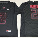 Men Alabama Crimson Tide 2 Jalen Hurts Blackout College Football Limited Stitched Jersey