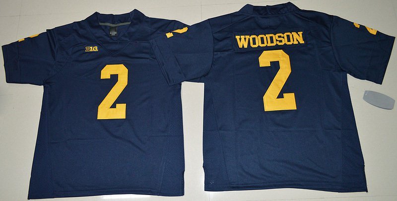 Men's Michigan Wolverines Charles Woodson #2 Navy College Football Stitched Jersey