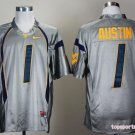 Men West Virginia Mountaineers 1 Tavon Austin Grey College Football Stitched Jersey