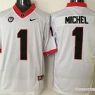 Men Georgia Bulldogs 1 Sony Michel White College Football Stitched Jersey