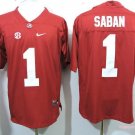 Men's Alabama Crimson Tide 1 Nick Saban Red College Football Stitched Jersey