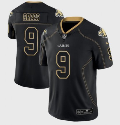 Men's Saints #9 Drew Brees Lights Out Black LT Stitched Jersey