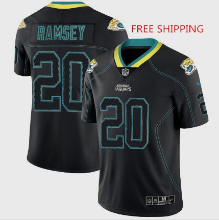 Men's Jaguars #20 Jalen Ramsey Lights Out Black LT Stitched Jersey