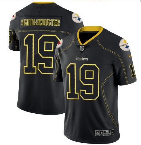 Men's Steelers #19 JuJu Smith-Schuster Lights Out Black LT Stitched Jersey
