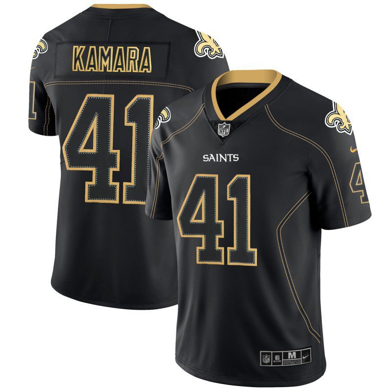 Mens Saints #41 Alvin Kamara Lights Out Black LT Stitched Jersey