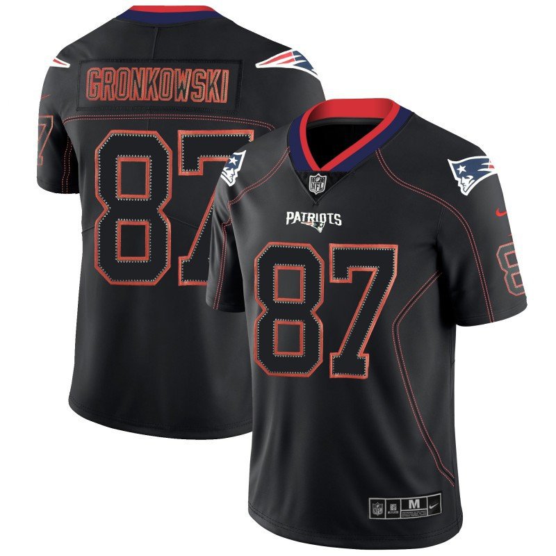 Men's Patriots #87 Rob Gronkowski Lights Out Black LT Stitched Jersey